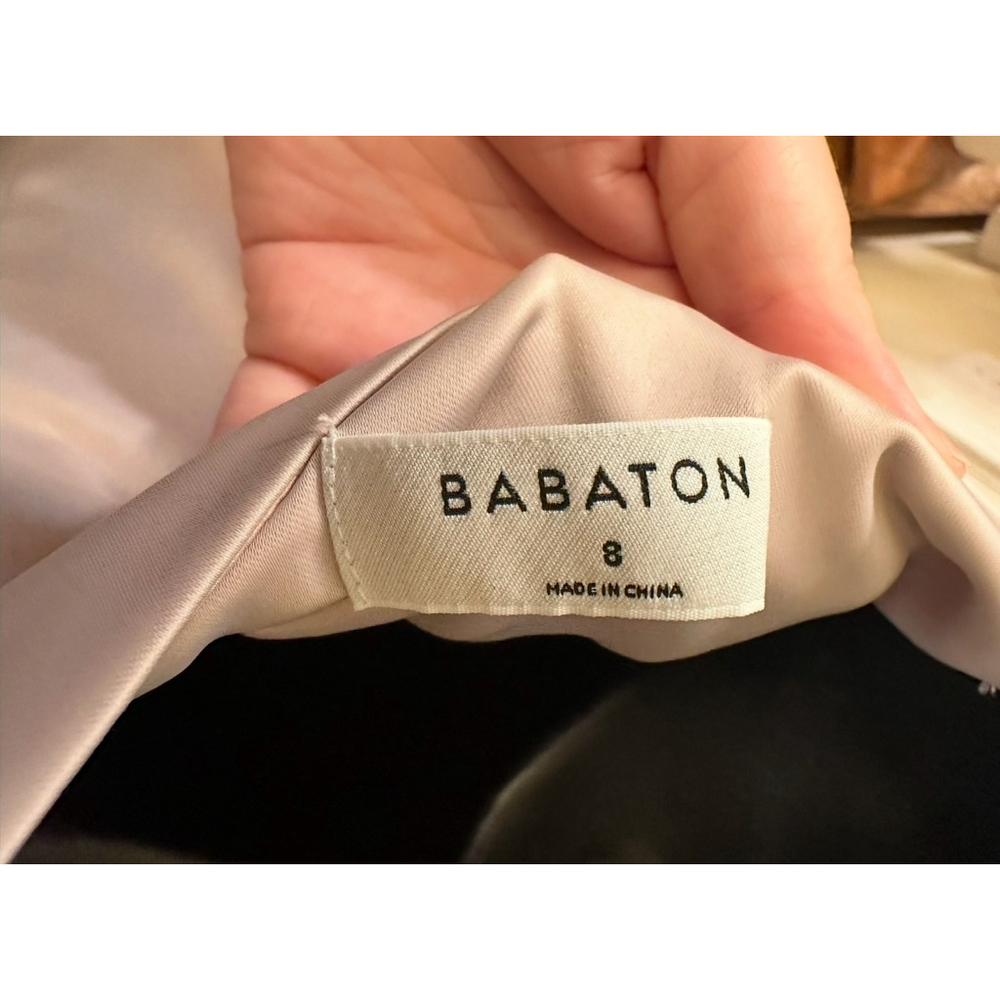 Aritzia Babaton Midi Satin Slit Dress, Size 8, Blush Pink / Pearl - Picture 10 of 10